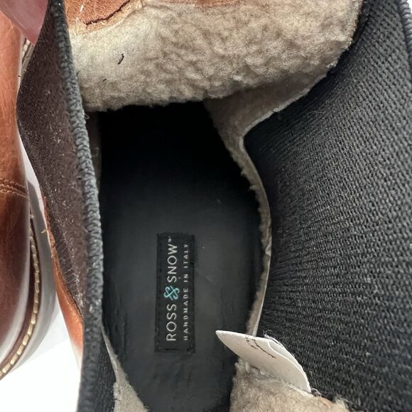 Ross & Snow Men’s Fabio Sherpa Chelsea Leather Boots Italy Brown Size 10 main image 13